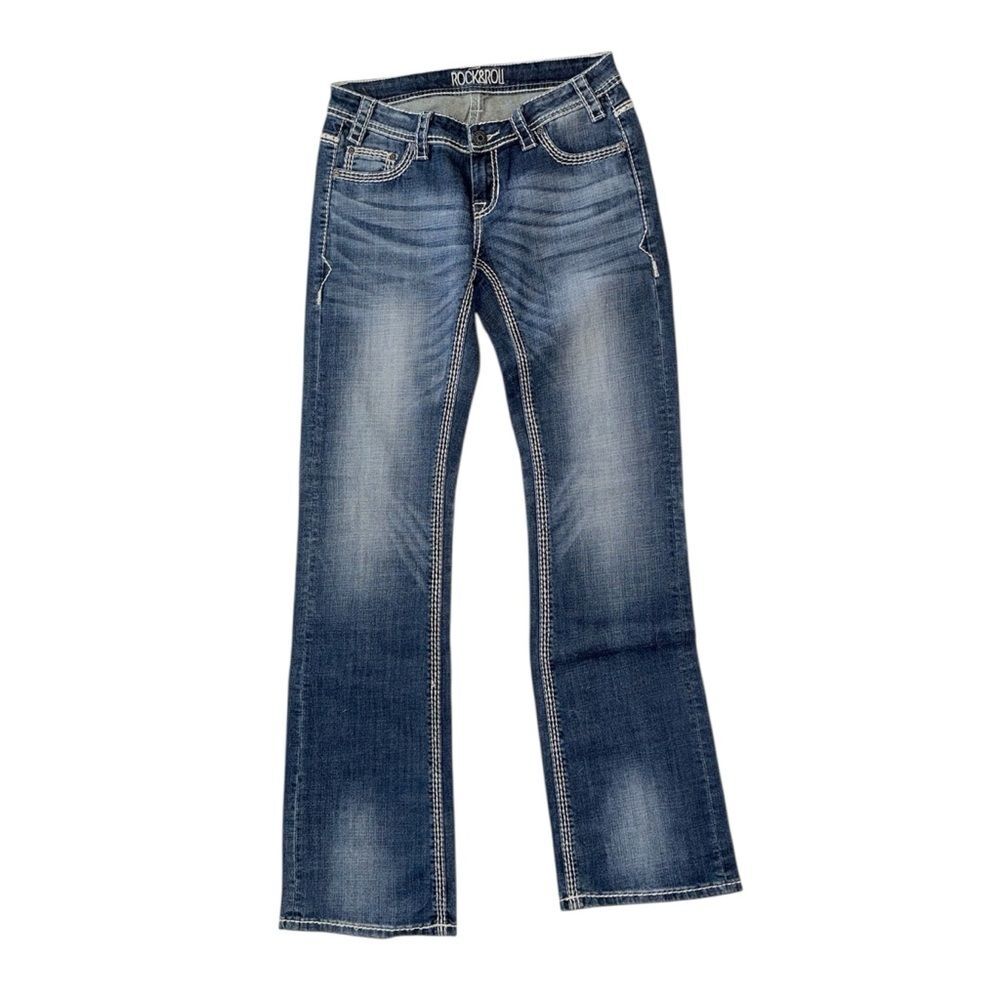 Rock & Roll Cowgirl Women’s Bootcut Riding Jeans 28x36 Western Contrast Stitch
